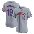 Choea NY.Mets #18 Darryl Strawberry Player Gray Road Limited Elite Home Stitched Jerseys