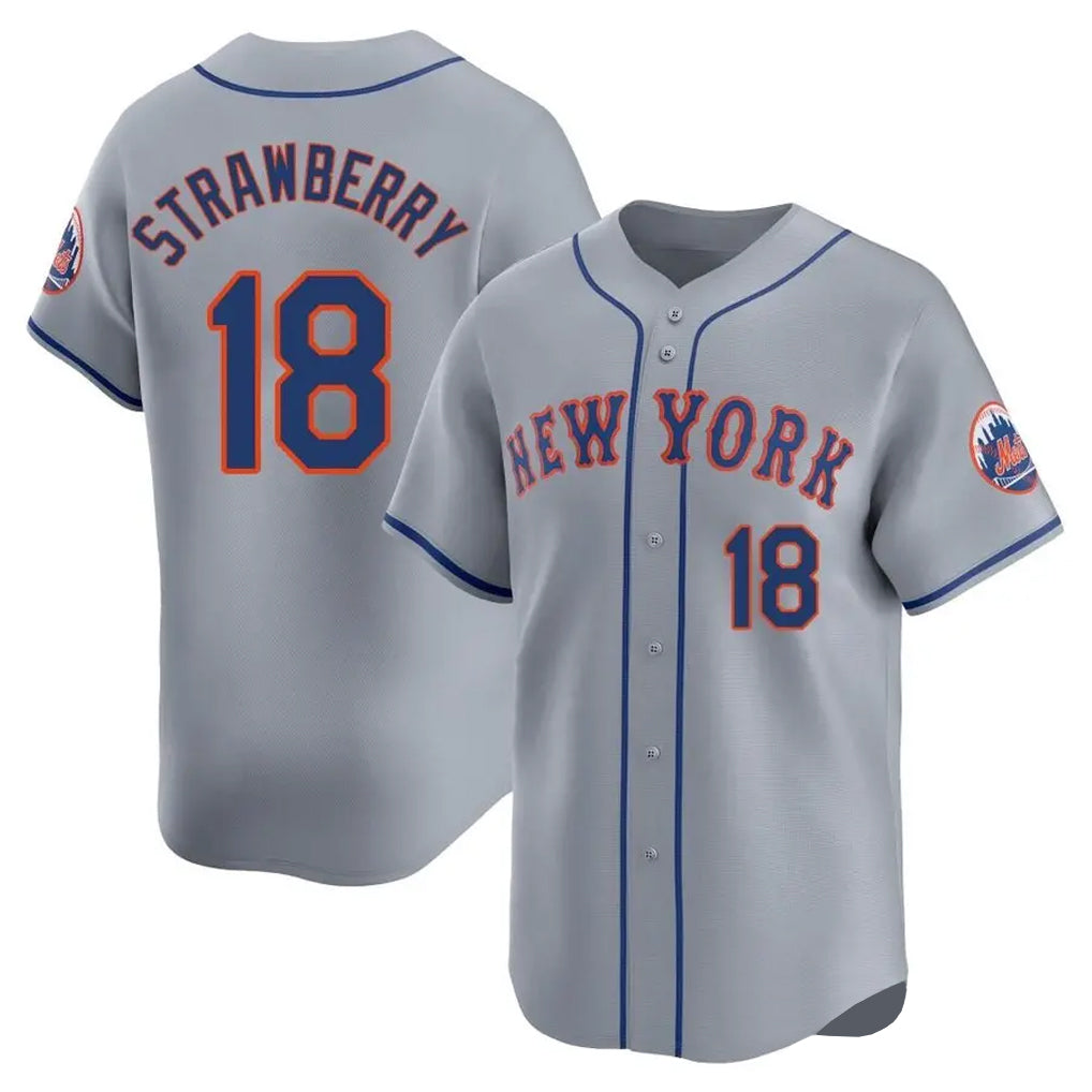 Choea NY.Mets #18 Darryl Strawberry Player Gray Road Limited Home Stitched Jerseys