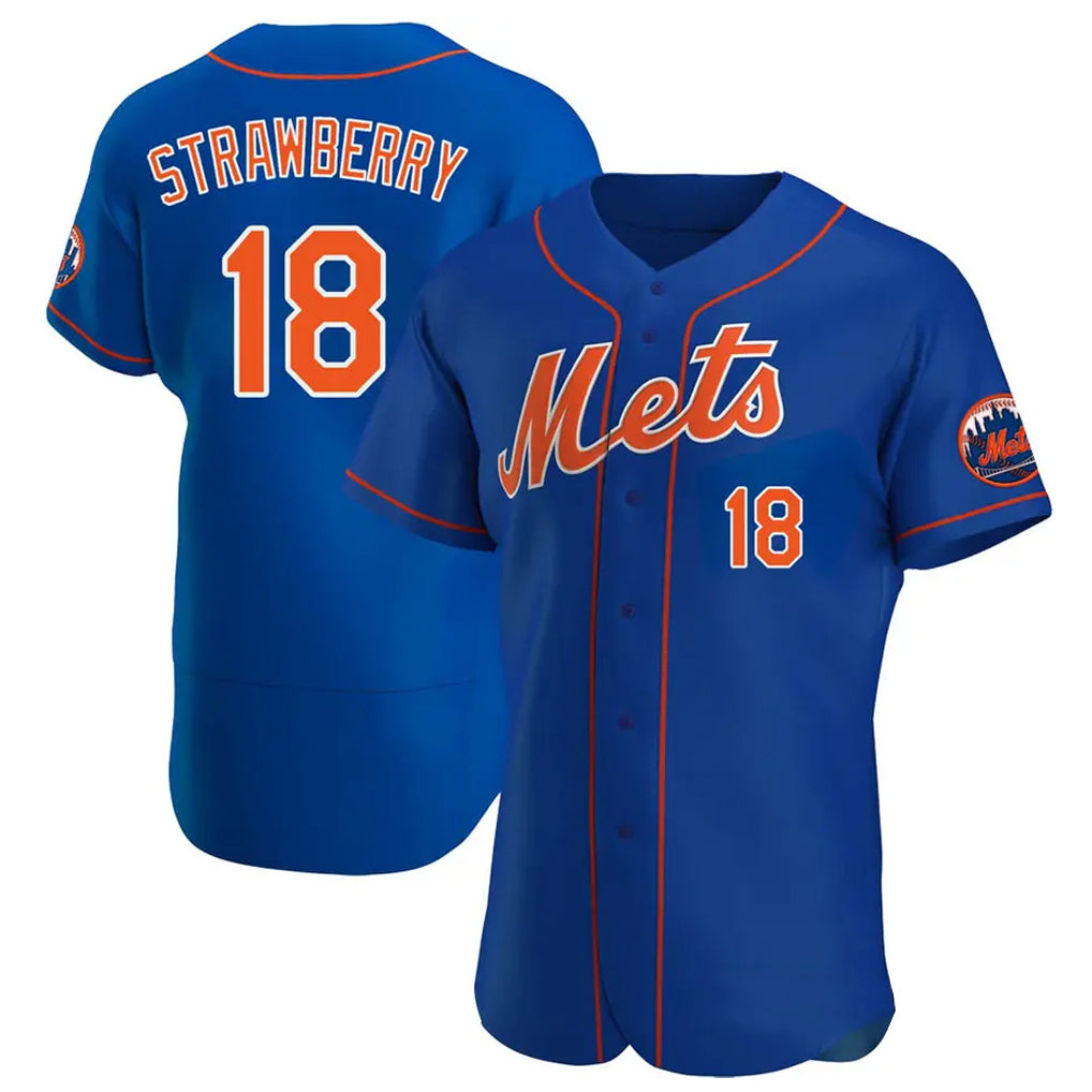 Choea NY.Mets #18 Darryl Strawberry Player Royal Limited Elite Home Stitched Jerseys