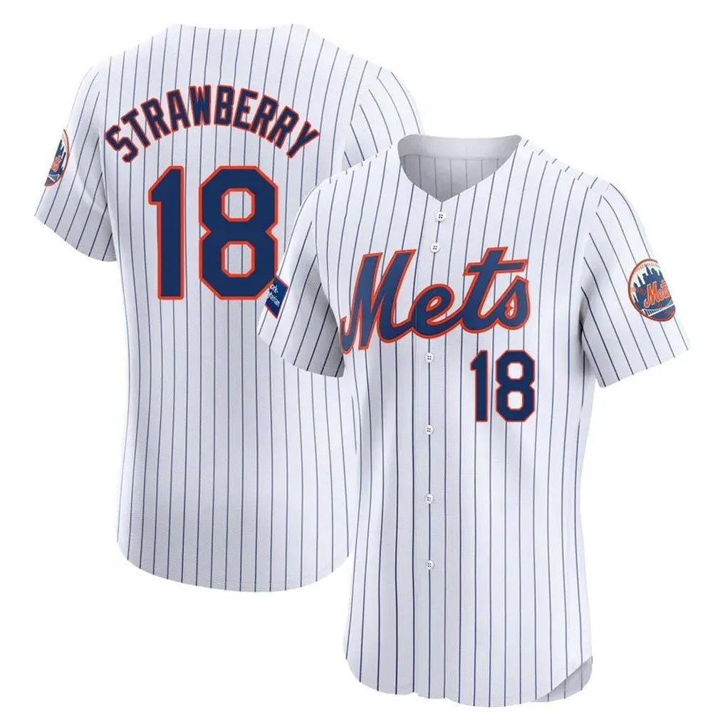 Choea NY.Mets #18 Darryl Strawberry Player White Home Limited Elite Stitched Jerseys