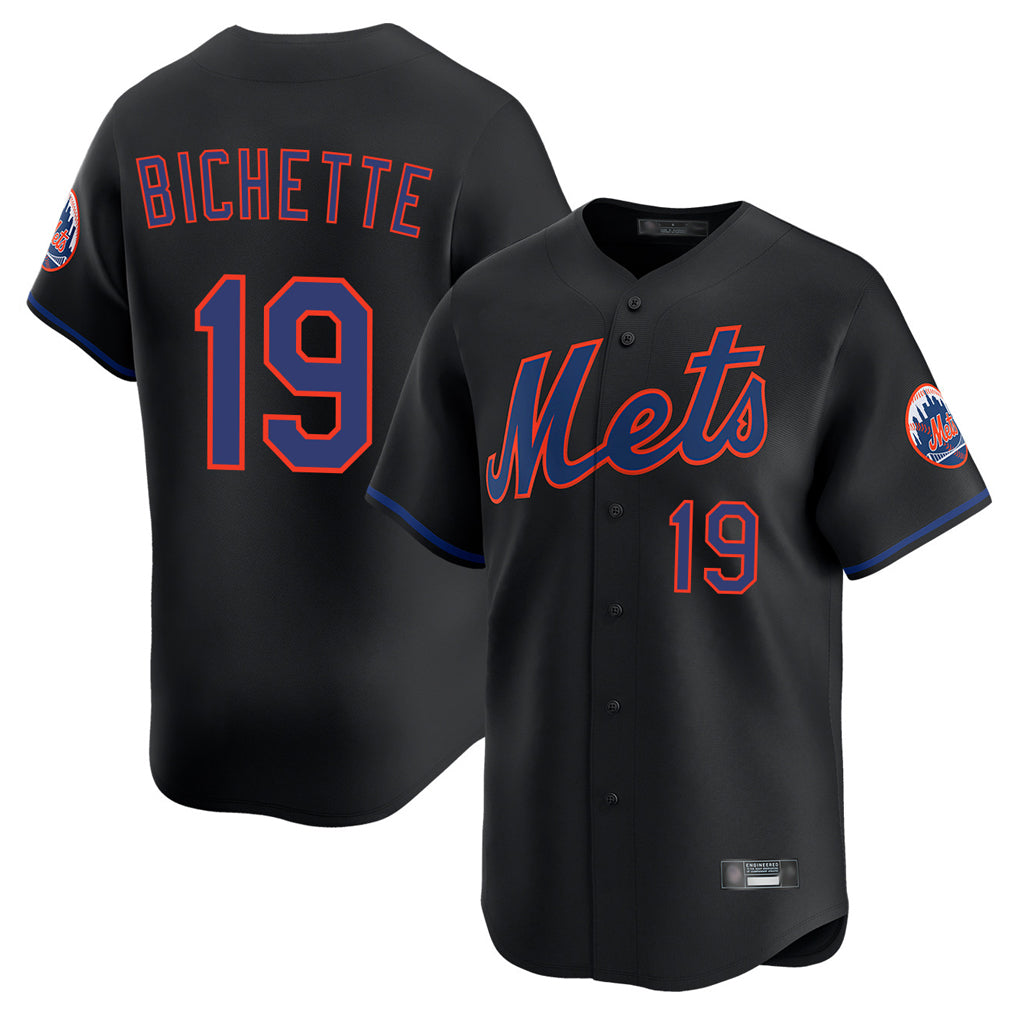 Choea NY.Mets #19 Bo Bichette Player Black Alternate Home Limited Stitched Jerseys