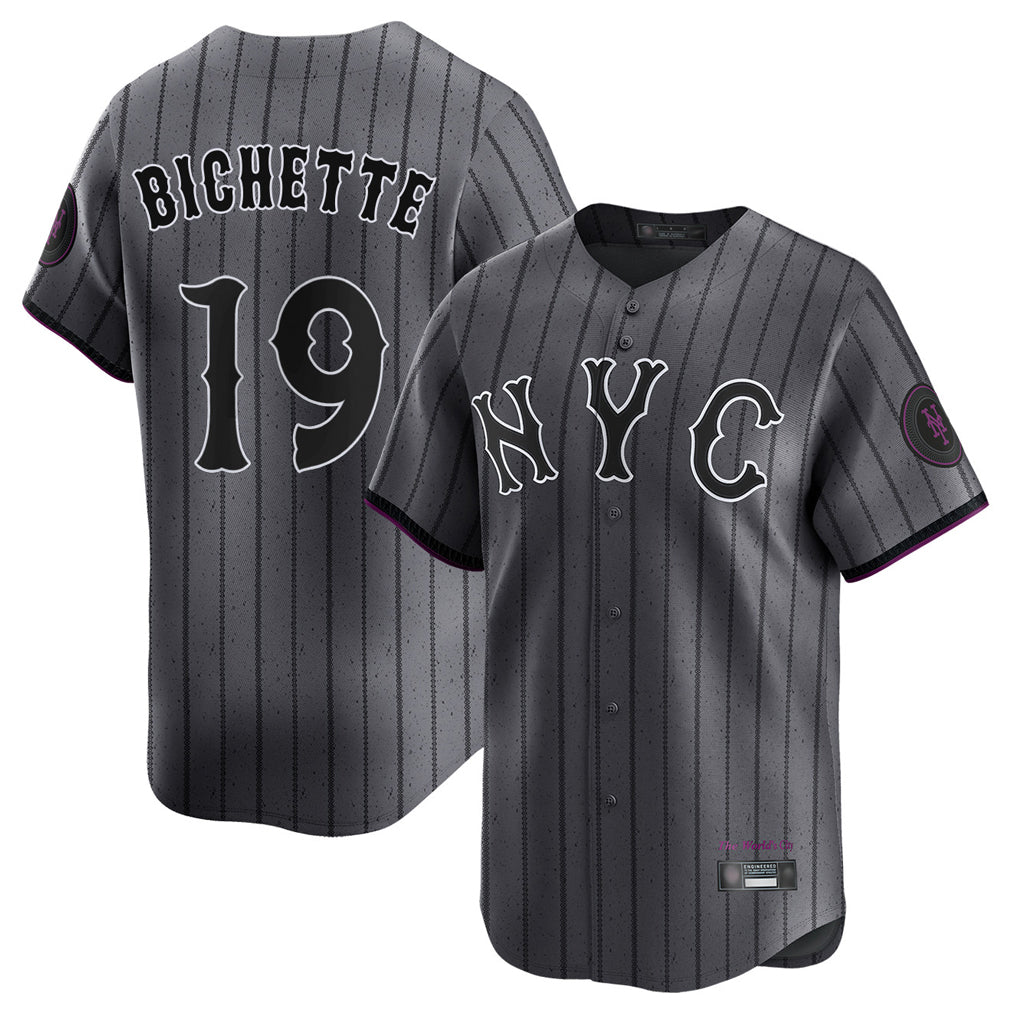 Choea NY.Mets #19 Bo Bichette Player Gray City Connect Limited Stitched Jerseys
