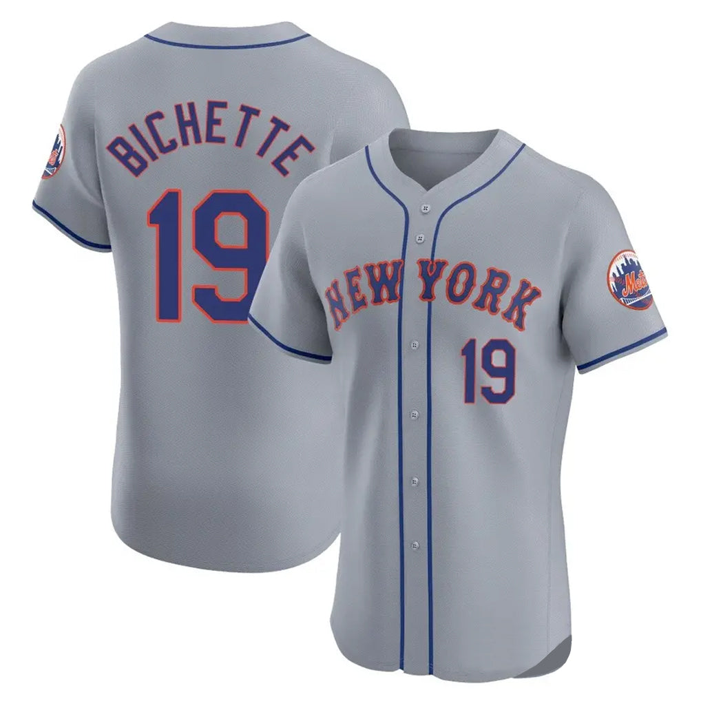 Choea NY.Mets #19 Bo Bichette Player Gray Road Limited Elite Home Stitched Jerseys