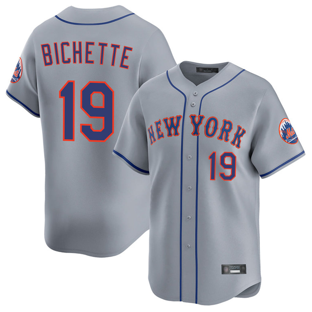 Choea NY.Mets #19 Bo Bichette Player Gray Road Limited Home Stitched Jerseys