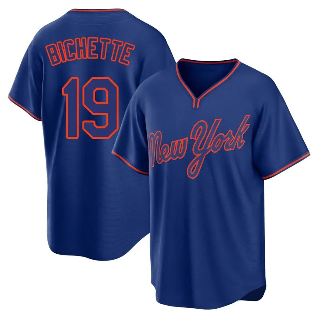 Choea NY.Mets #19 Bo Bichette Player Royal T-shirt Home Game Stitched Jerseys