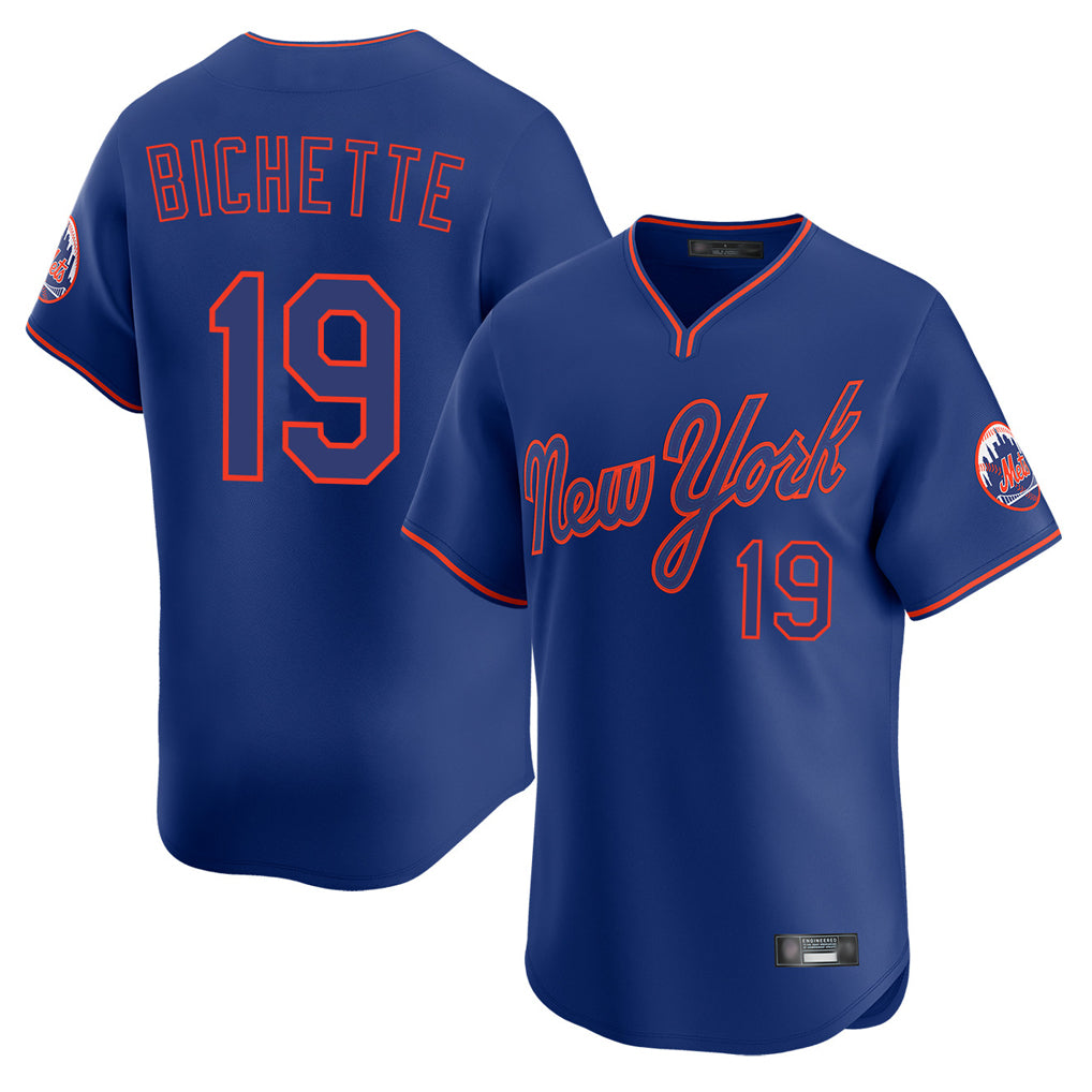 Choea NY.Mets #19 Bo Bichette Player Royal T-shirt Home Limited Elite Stitched Jerseys