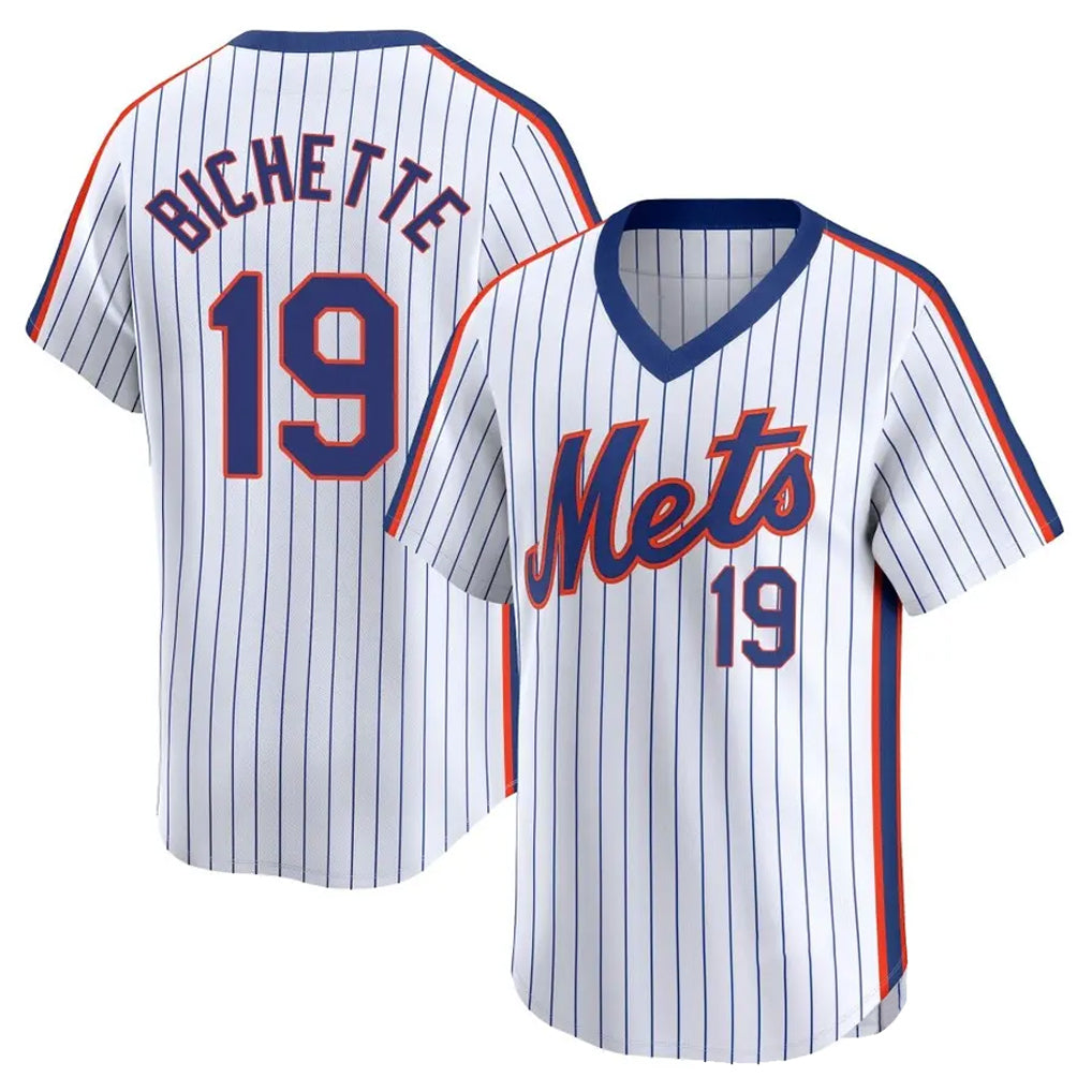 Choea NY.Mets #19 Bo Bichette Player White Cooperstown Collection T-shirt Game Stitched Jerseys