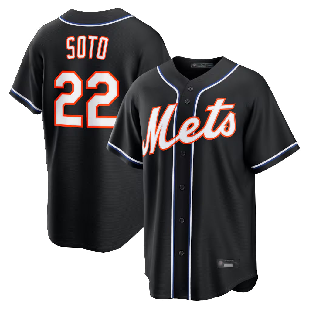 Choea NY.Mets #22 Juan Soto Player Black Fashion Out Game Stitched Jerseys