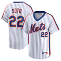 Choea NY.Mets #22 Juan Soto Player White Cooperstown Collection T-shirt Game Stitched Jerseys