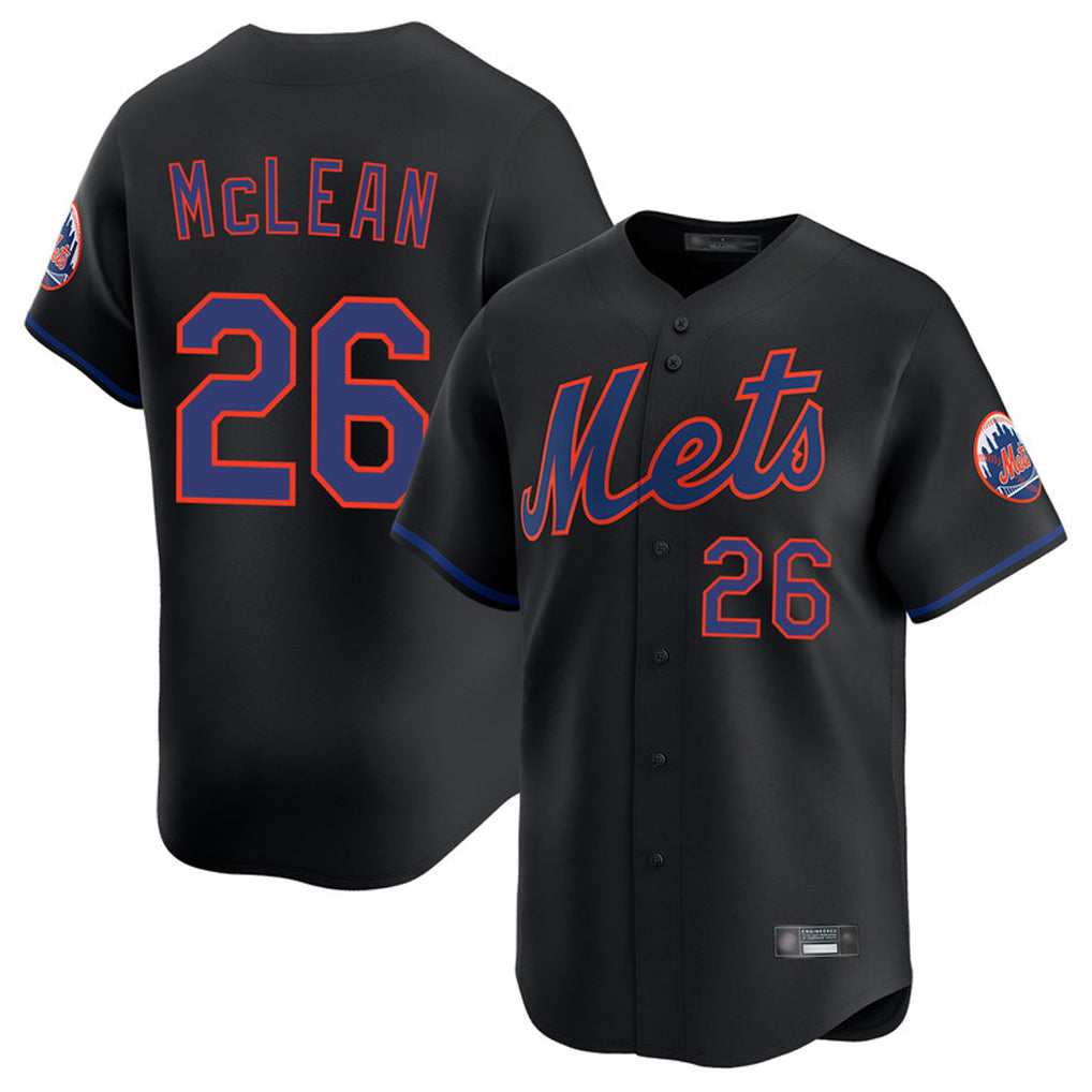 Choea NY.Mets #26 Nolan McLean Player Black Alternate Home Limited Stitched Jerseys