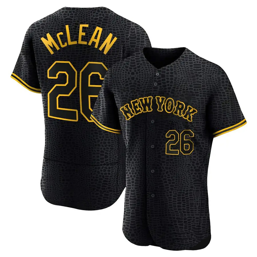 Choea NY.Mets #26 Nolan McLean Player Black Snake Skin City Home Game Stitched Jerseys