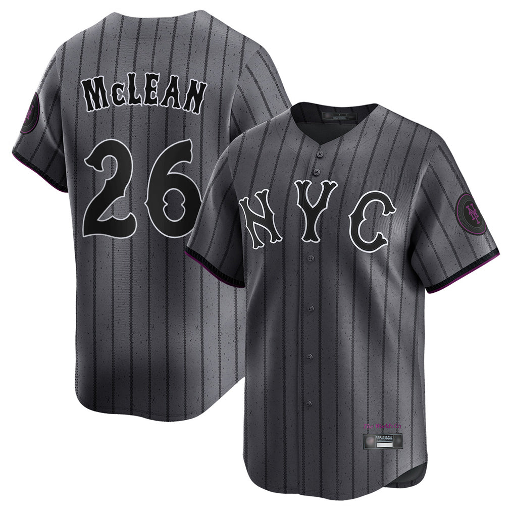 Choea NY.Mets #26 Nolan McLean Player Gray City Connect Limited Stitched Jerseys