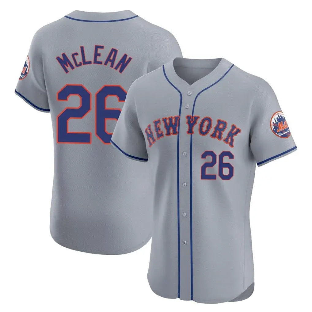 Choea NY.Mets #26 Nolan McLean Player Gray Road Limited Elite Home Stitched Jerseys