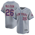 Choea NY.Mets #26 Nolan McLean Player Gray Road Limited Home Stitched Jerseys