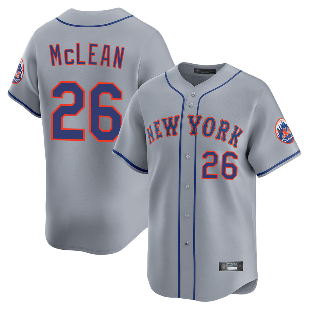 Choea NY.Mets #26 Nolan McLean Player Gray Road Limited Home Stitched Jerseys