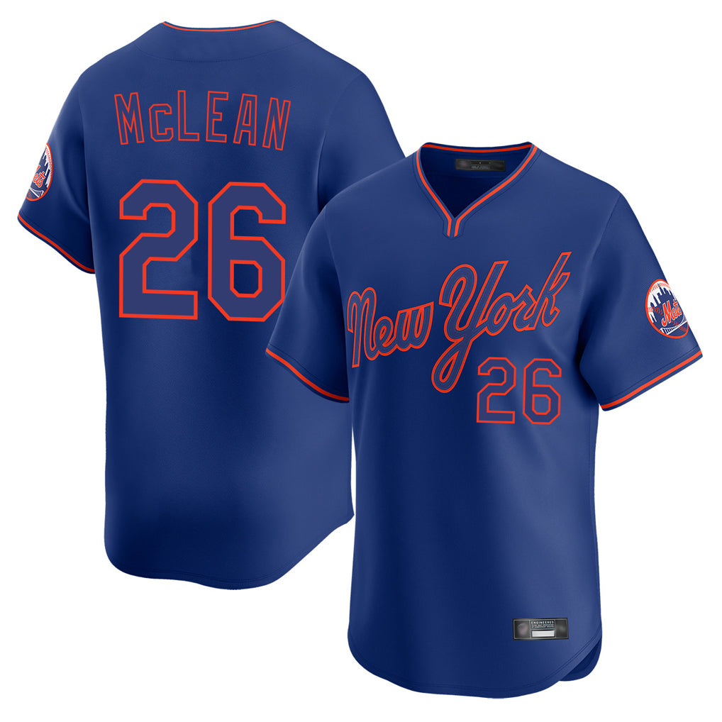Choea NY.Mets #26 Nolan McLean Player Royal T-shirt Home Limited Elite Stitched Jerseys
