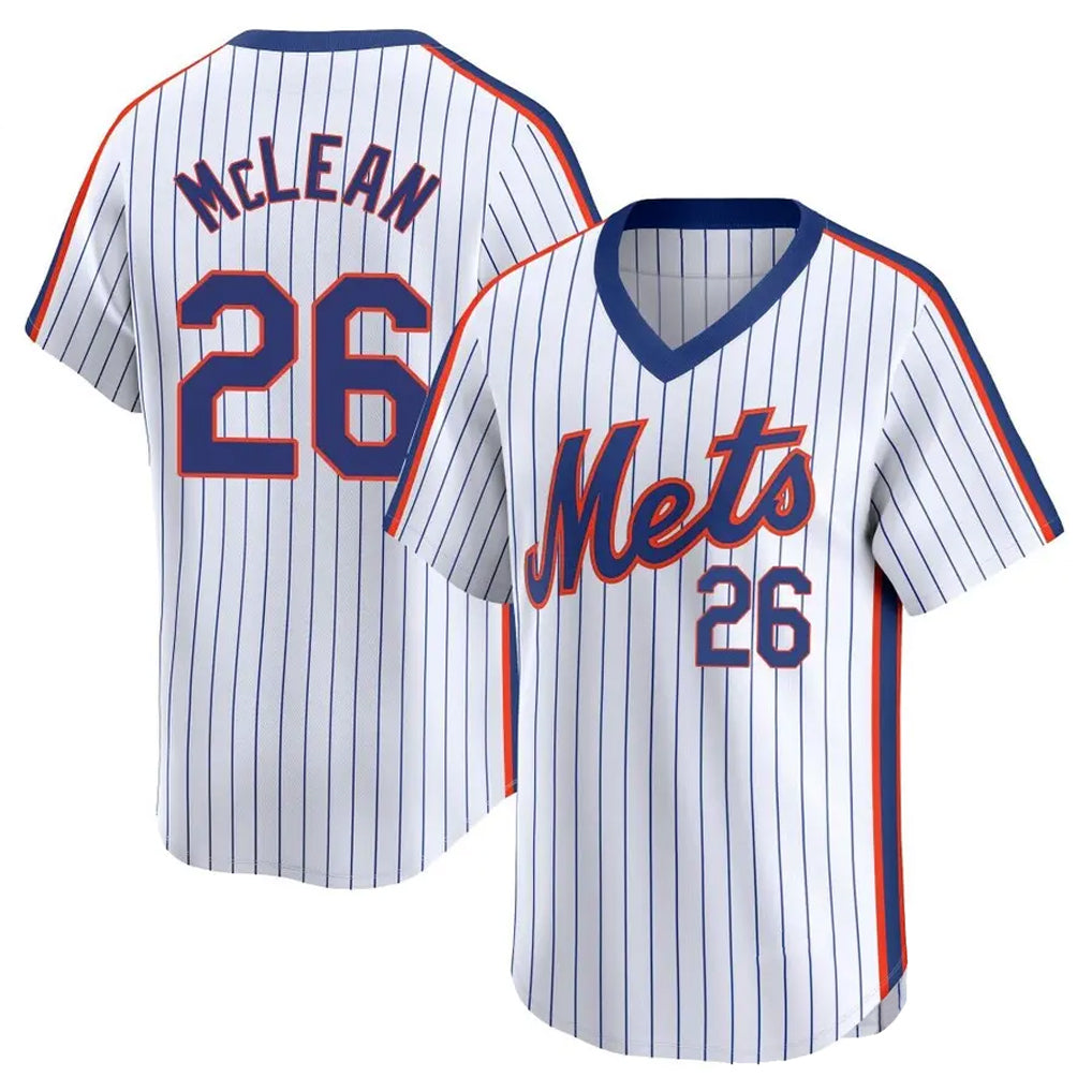 Choea NY.Mets #26 Nolan McLean Player White Cooperstown Collection T-shirt Game Stitched Jerseys