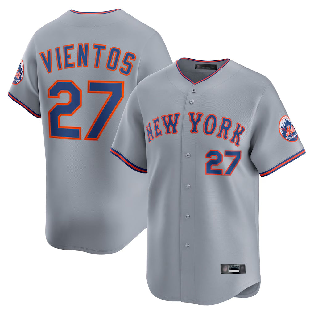 Choea NY.Mets #27 Mark Vientos Player Gray Road Limited Home Stitched Jerseys