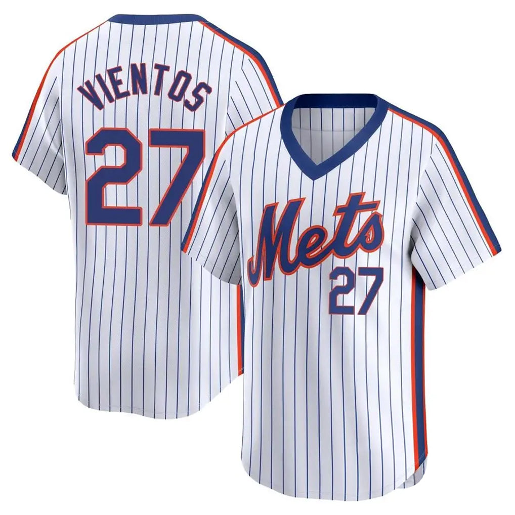Choea NY.Mets #27 Mark Vientos Player White Cooperstown Collection T-shirt Game Stitched Jerseys