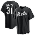 Choea NY.Mets #31 Mike Piazza Player Black Home Game Stitched Jerseys