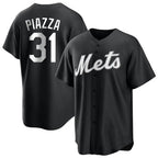 Choea NY.Mets #31 Mike Piazza Player Black Home Game Stitched Jerseys