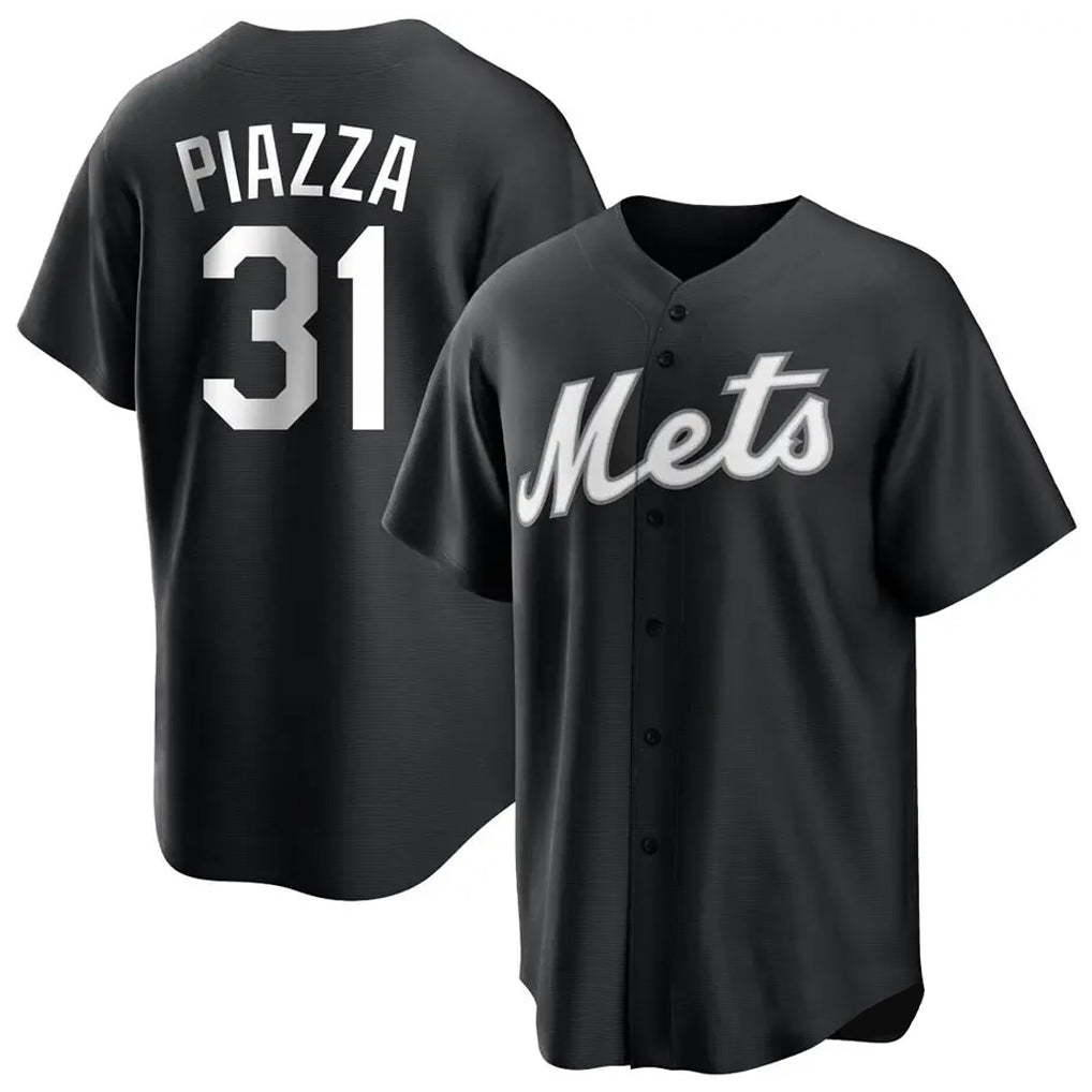 Choea NY.Mets #31 Mike Piazza Player Black Home Game Stitched Jerseys