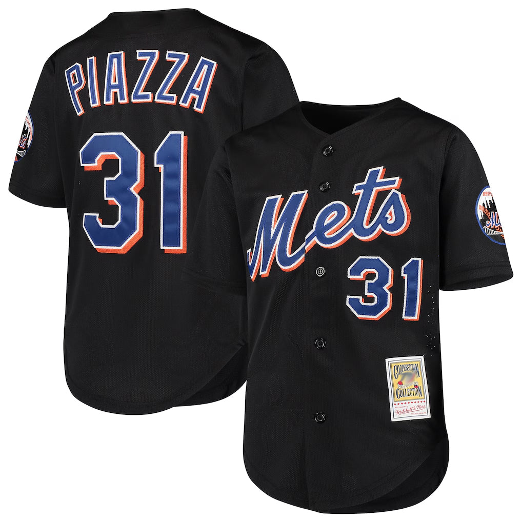Choea NY.Mets #31 Mike Piazza Player Black Mitchell & Ness Cooperstown Collection Home Limited Stitched Jerseys