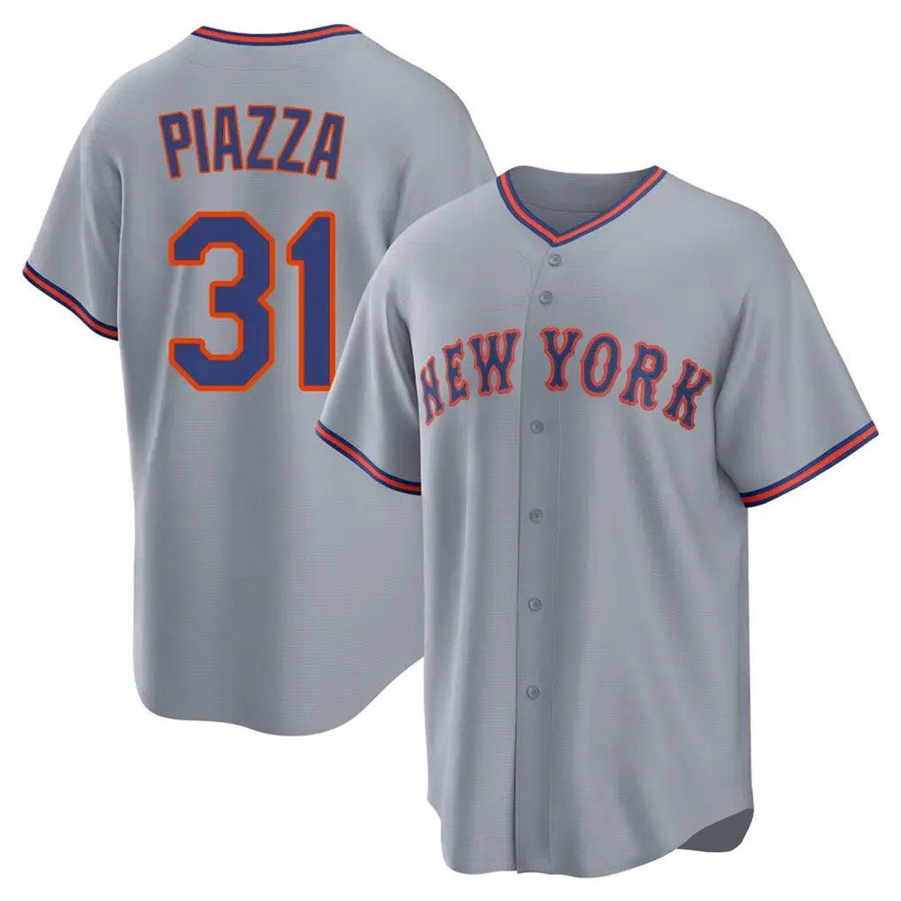 Choea NY.Mets #31 Mike Piazza Player Gray Road Home Game Stitched Jerseys