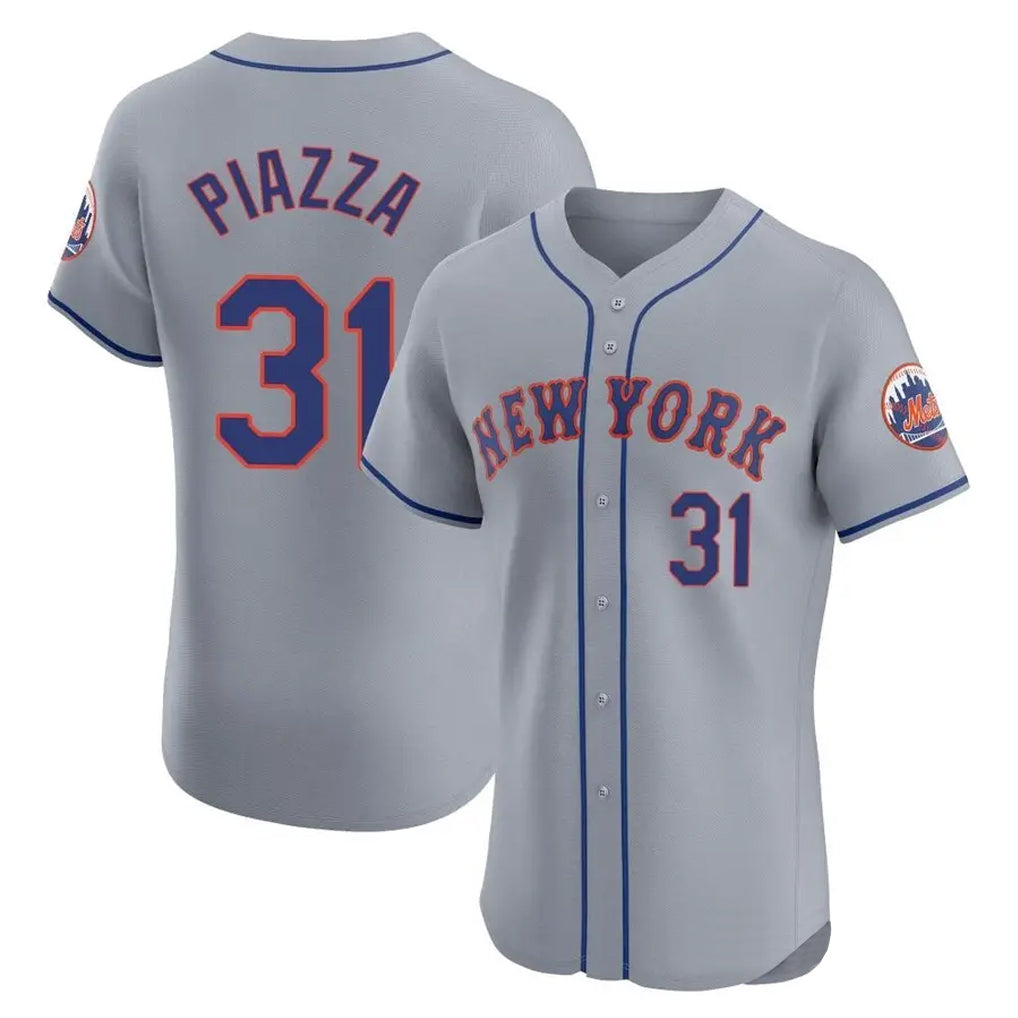 Choea NY.Mets #31 Mike Piazza Player Gray Road Limited Elite Home Stitched Jerseys