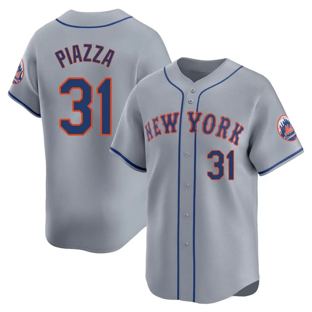 Choea NY.Mets #31 Mike Piazza Player Gray Road Limited Home Stitched Jerseys