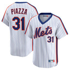Choea NY.Mets #31 Mike Piazza Player White Cooperstown Collection T-shirt Game Stitched Jerseys