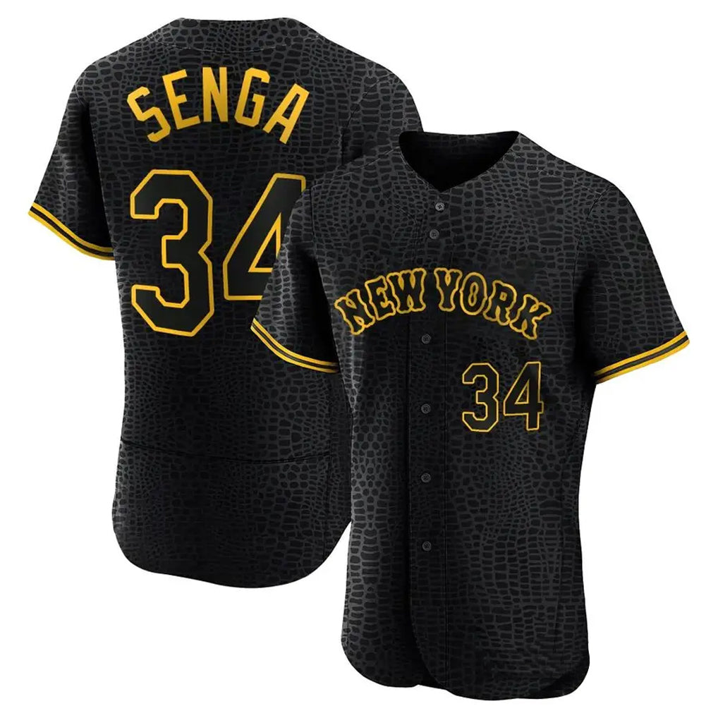 Choea NY.Mets #34 Kodai Senga Player Black Snake Skin City Home Limited Elite Stitched Jerseys