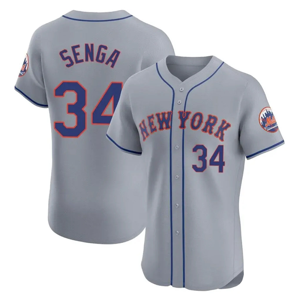Choea NY.Mets #34 Kodai Senga Player Gray Road Limited Elite Home Stitched Jerseys