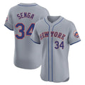 Choea NY.Mets #34 Kodai Senga Player Gray Road Limited Elite Home Stitched Jerseys