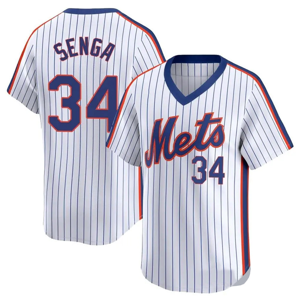 Choea NY.Mets #34 Kodai Senga Player White Cooperstown Collection T-shirt Game Stitched Jerseys
