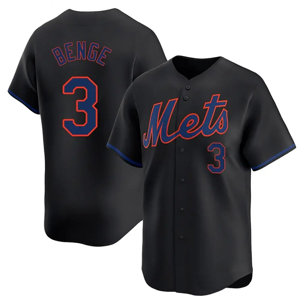 Choea NY.Mets #3 Carson Benge Player Black Alternate Home Limited Stitched Jerseys