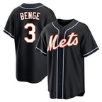 Choea NY.Mets #3 Carson Benge Player Black Fashion Out Game Stitched Jerseys