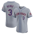 Choea NY.Mets #3 Carson Benge Player Gray Road Limited Elite Home Stitched Jerseys