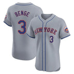 Choea NY.Mets #3 Carson Benge Player Gray Road Limited Elite Home Stitched Jerseys