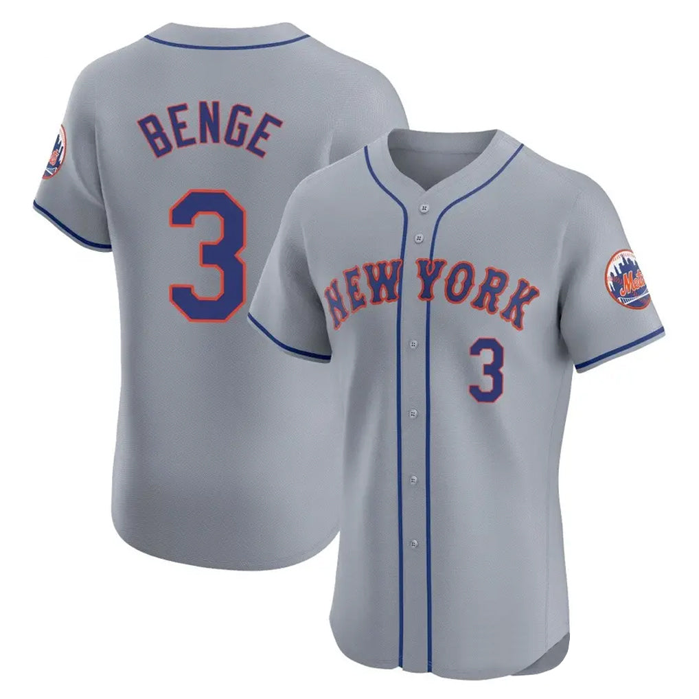 Choea NY.Mets #3 Carson Benge Player Gray Road Limited Elite Home Stitched Jerseys