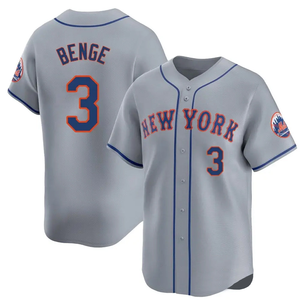 Choea NY.Mets #3 Carson Benge Player Gray Road Limited Home Stitched Jerseys