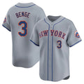 Choea NY.Mets #3 Carson Benge Player Gray Road Limited Home Stitched Jerseys