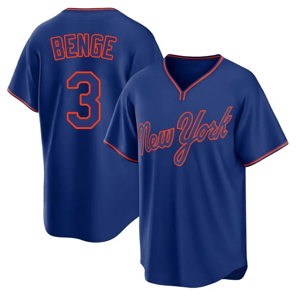 Choea NY.Mets #3 Carson Benge Player Royal T-shirt Home Game Stitched Jerseys