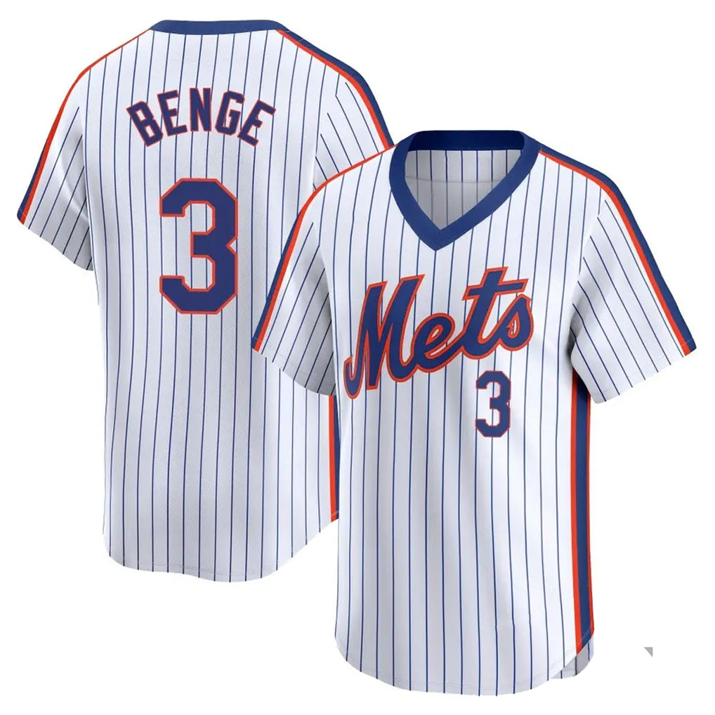 Choea NY.Mets #3 Carson Benge Player White Cooperstown Collection T-shirt Game Stitched Jerseys