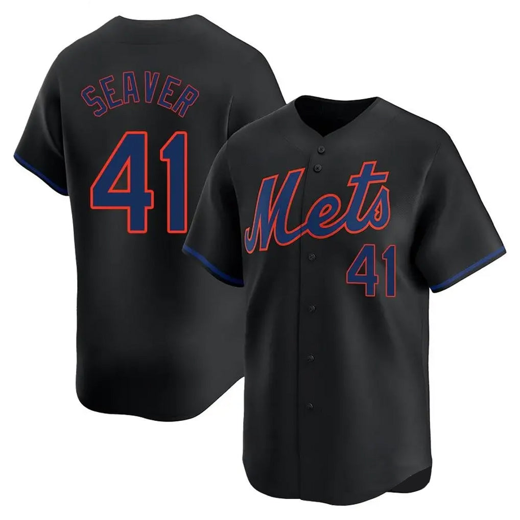 Choea NY.Mets #41 Tom Seaver Player Black Alternate Home Limited Stitched Jerseys