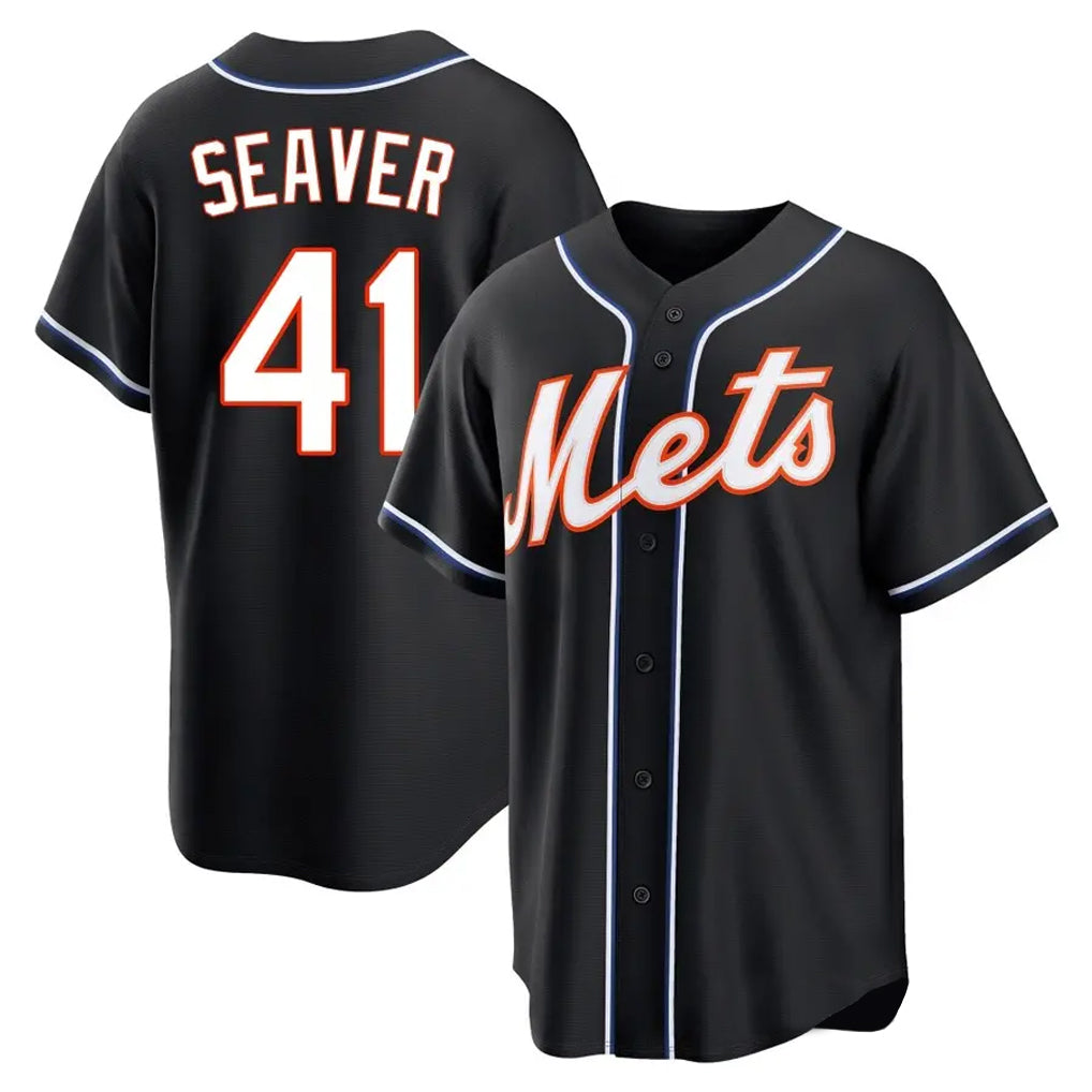 Choea NY.Mets #41 Tom Seaver Player Black Fashion Out Game Stitched Jerseys