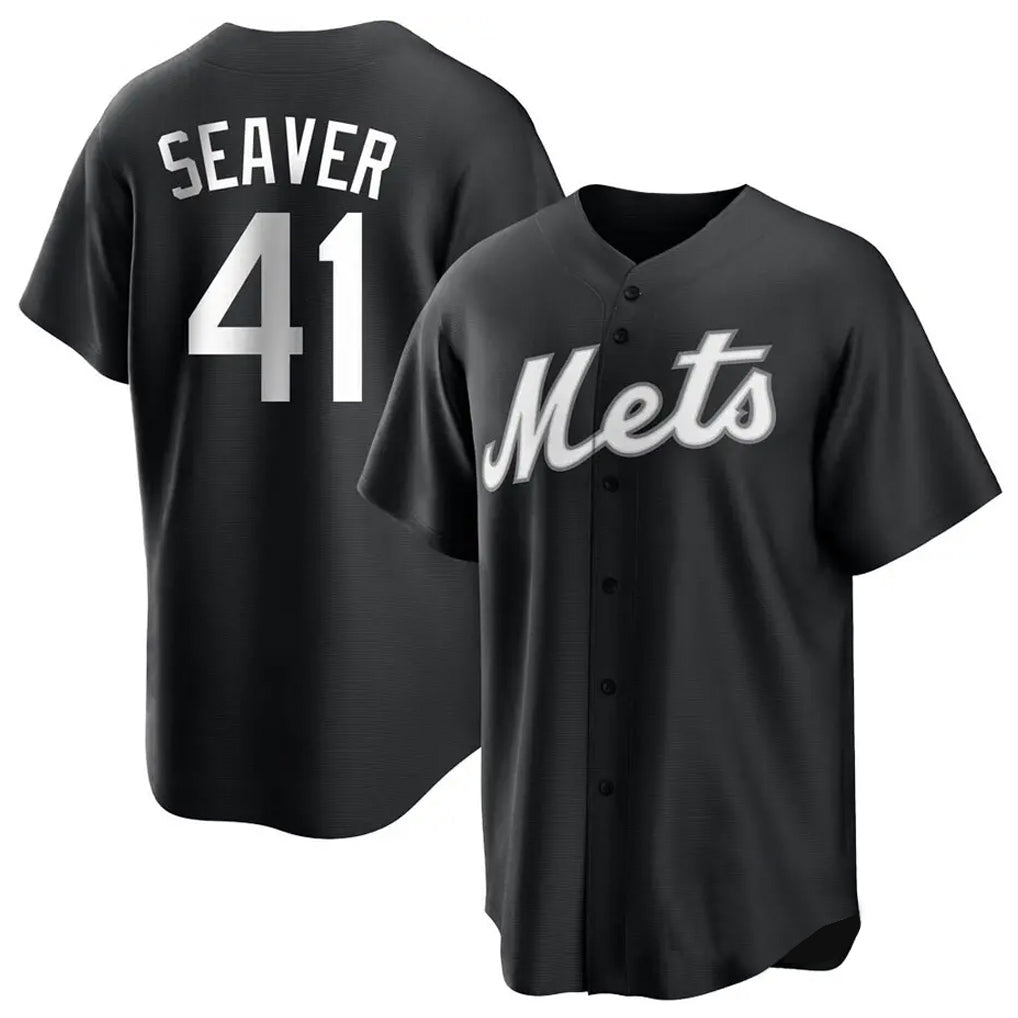 Choea NY.Mets #41 Tom Seaver Player Black Home Game Stitched Jerseys