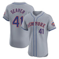 Choea NY.Mets #41 Tom Seaver Player Gray Road Limited Elite Home Stitched Jerseys
