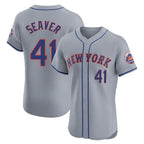 Choea NY.Mets #41 Tom Seaver Player Gray Road Limited Elite Home Stitched Jerseys