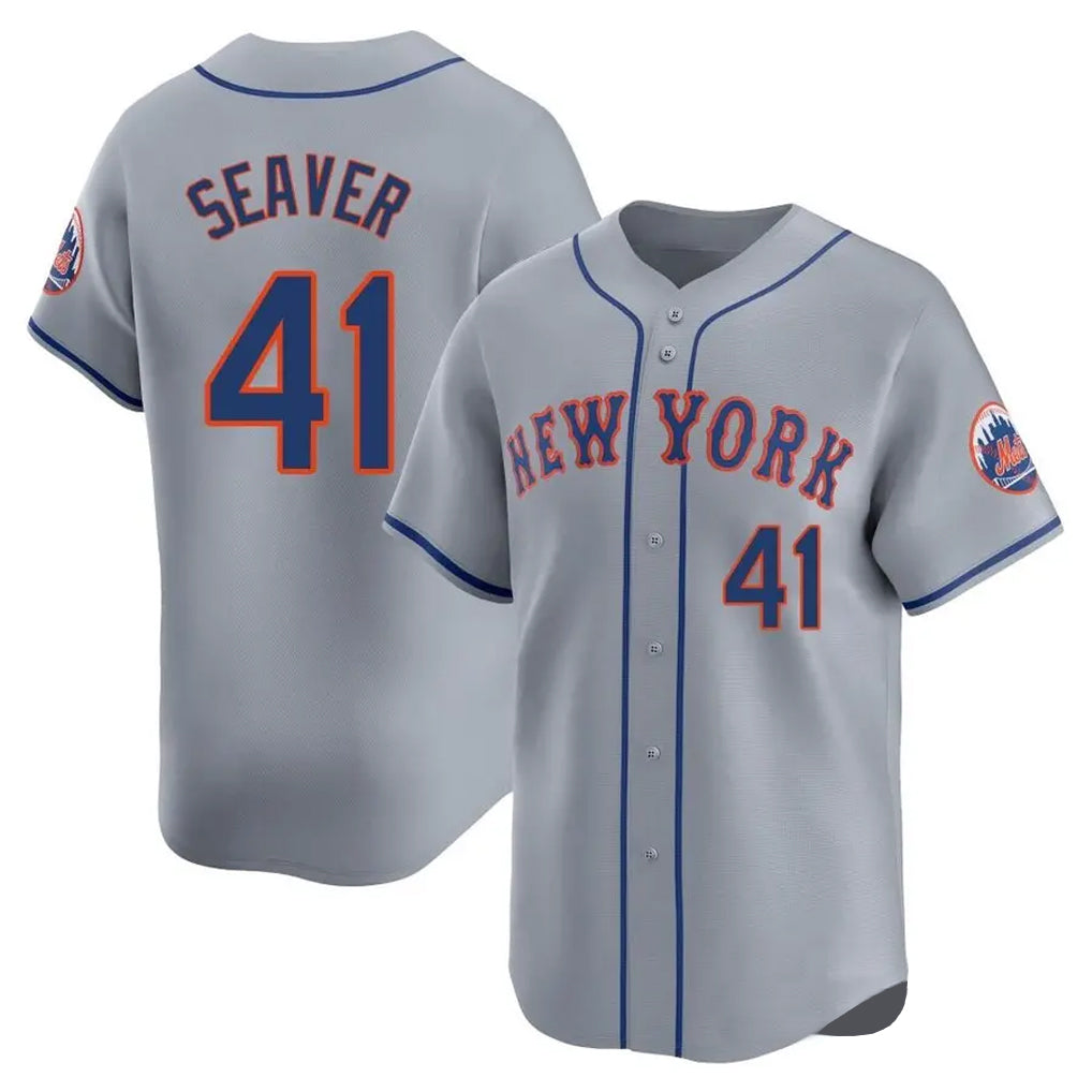 Choea NY.Mets #41 Tom Seaver Player Gray Road Limited Home Stitched Jerseys